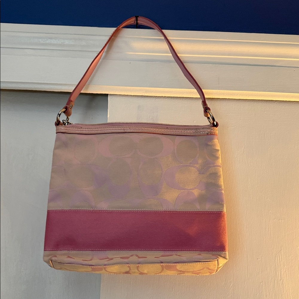 Coach Pink Signature Canvas Shoulder Bag